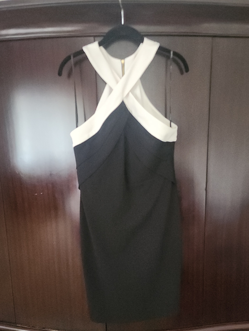 Calvin Klein Black Dress with White Crisscross Halter